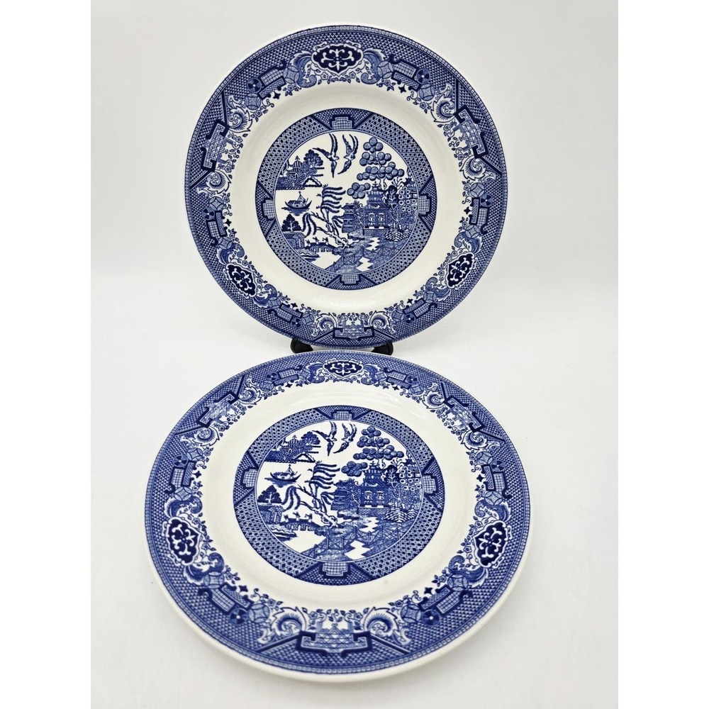 Vintage Blue Willow Dinner Plates Set Of 2  Willow Ware By Royal China 10"